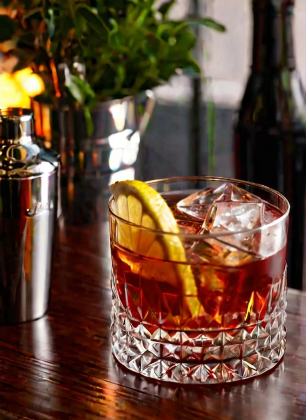 A beautifully crafted Sazerac cocktail served in an old-fashioned glass with a lemon twist garnish.