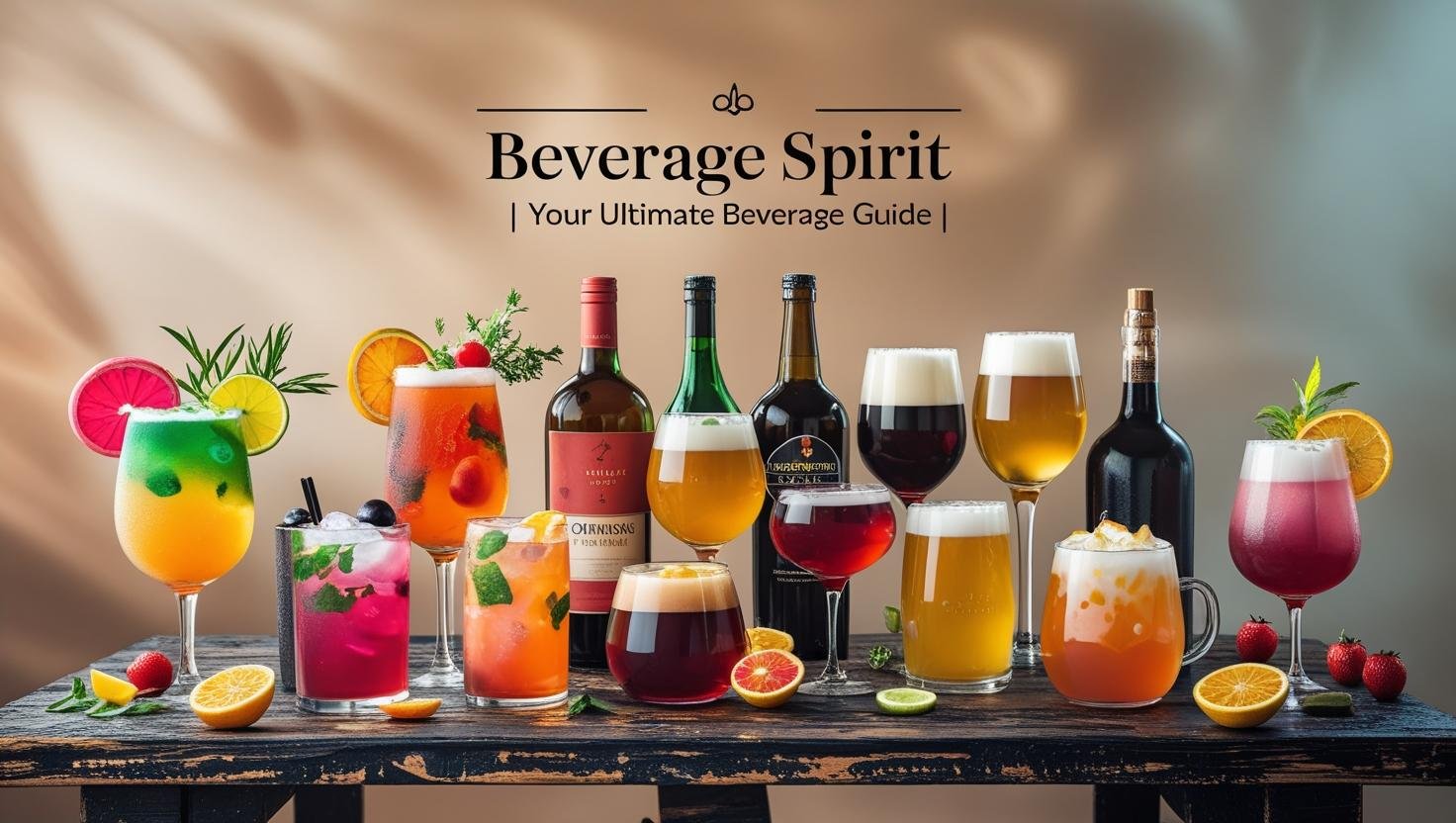 Different types of beverages including coffee, juice, soda, and cocktails